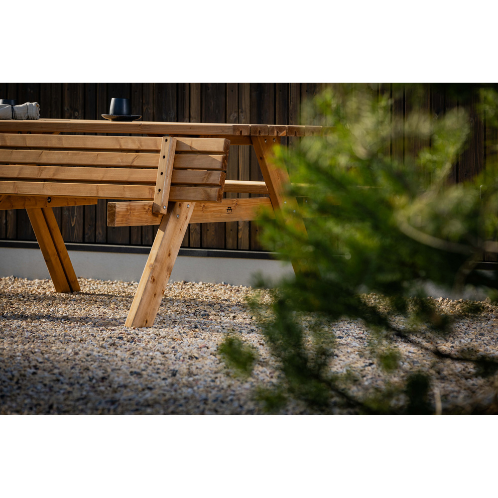 AMATA Ungurs Rusty Hazel Wooden Picnic Table with Foldable Seats Image 5