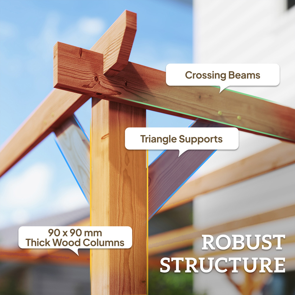 Outsunny 3 x 3m Maple Wood Effect Wooden Pergola Image 7