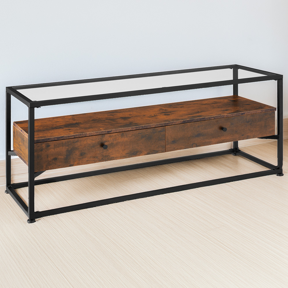 tectake 2 Drawer Dark Wood Maidenhead Sideboard Image 1