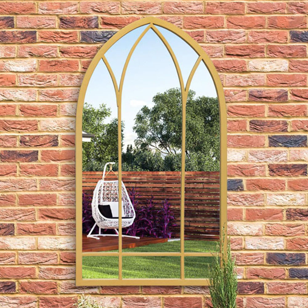 MirrorOutlet The Arcus Gold Framed Arched Garden Wall Mirror 83 x 48cm Image 2