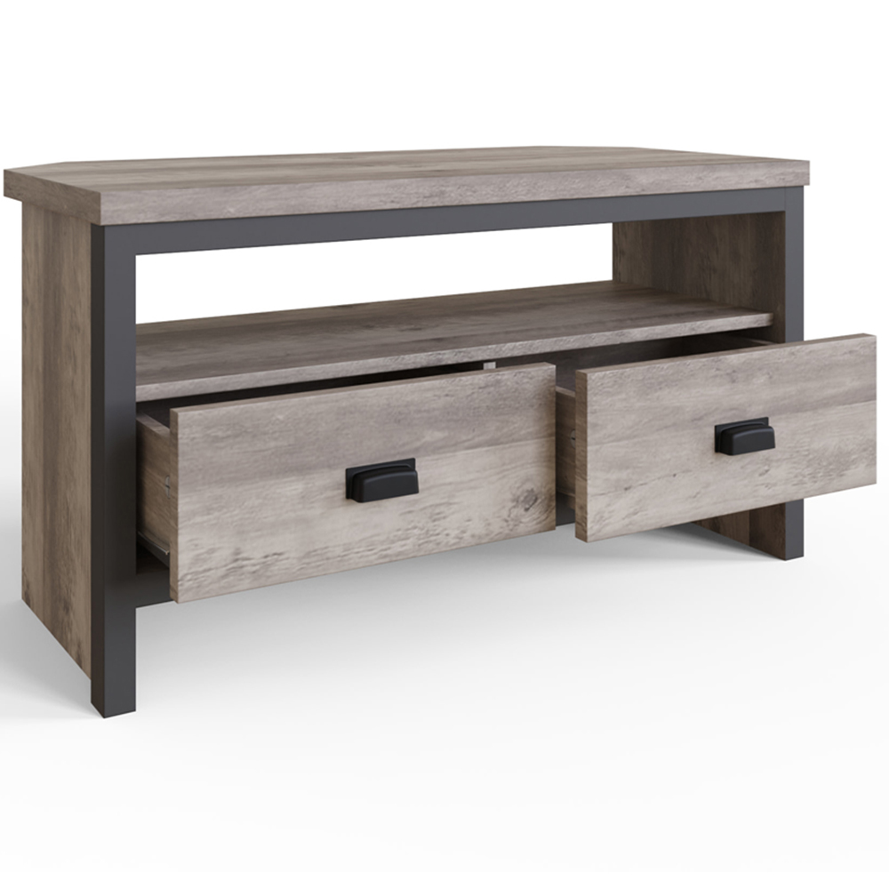 GFW Boston 2 Drawer Grey Corner TV Unit Image 3
