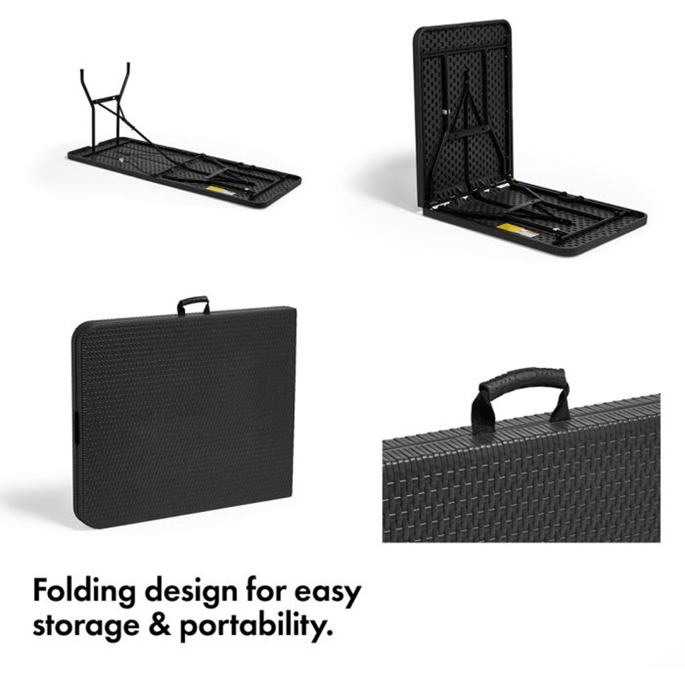 VonHaus Black Faux Rattan Table Image 7