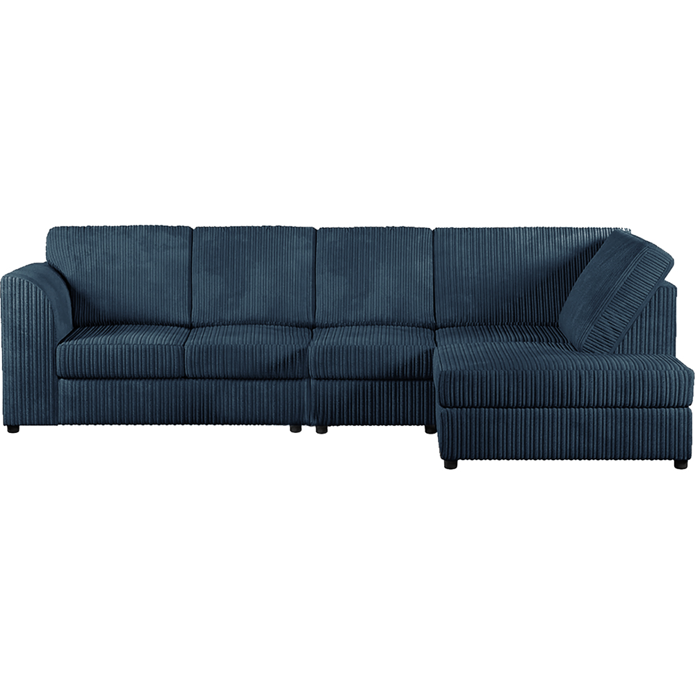 Luxor 4 Seater Navy Blue Jumbo Cord Right Hand Facing Full Back L Shaped Corner Sofa Set Image 2
