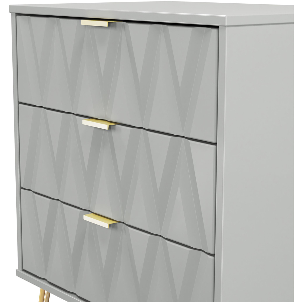 Crowndale Diamond 3 Drawer Dusk Grey Midi Chest of Drawers Ready Assembled Image 5