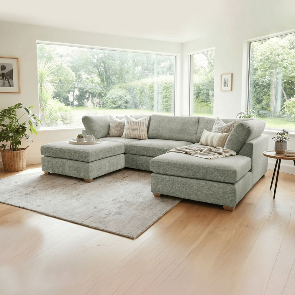 Carina Enzo 5 Seater Pewter U-Shape Sofa Image 6