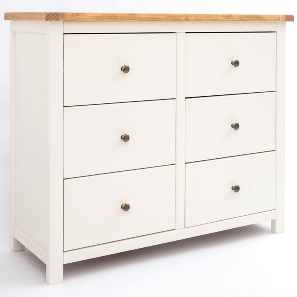 Cabinet Bits Maggiori 6 Drawer White Brass Knob Chest of Drawers Image 2