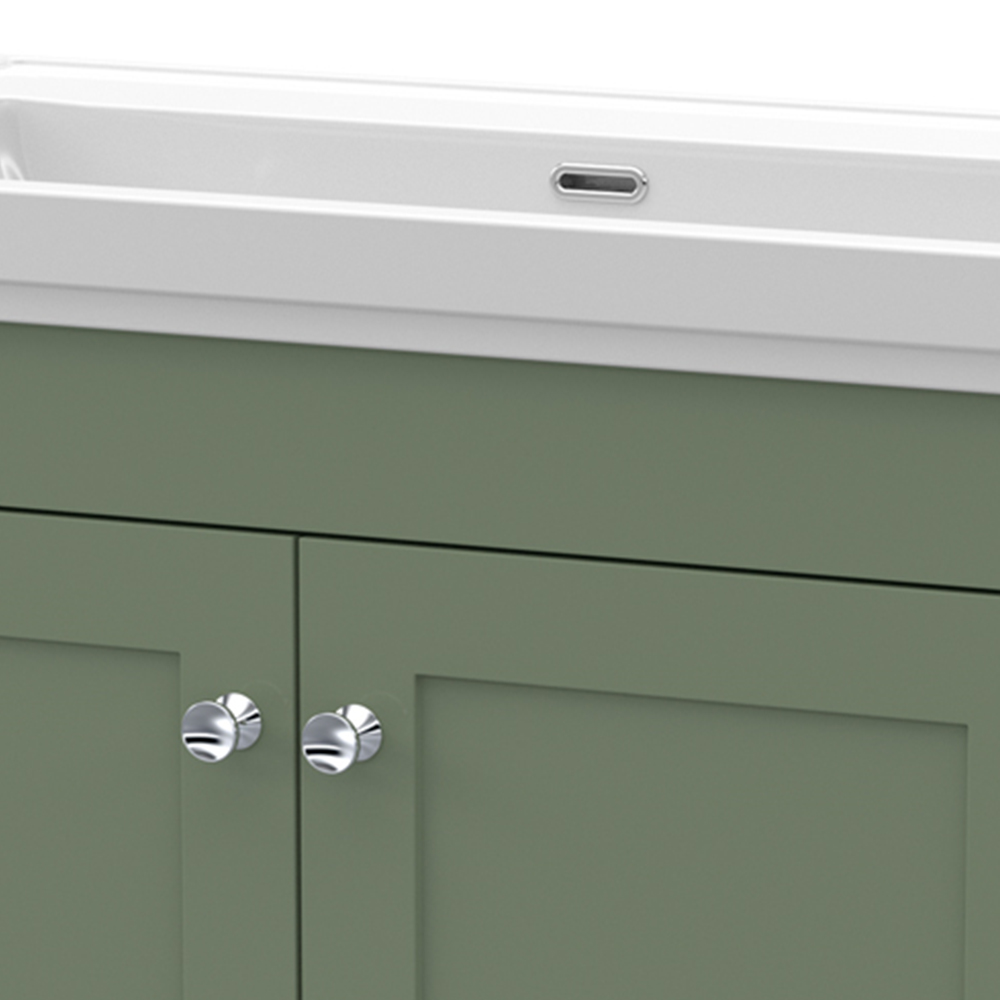 nuie Classique 2 Door Satin Green Floor Standing Unit and 0 Tap Hole Fireclay Basin 800mm Image 2