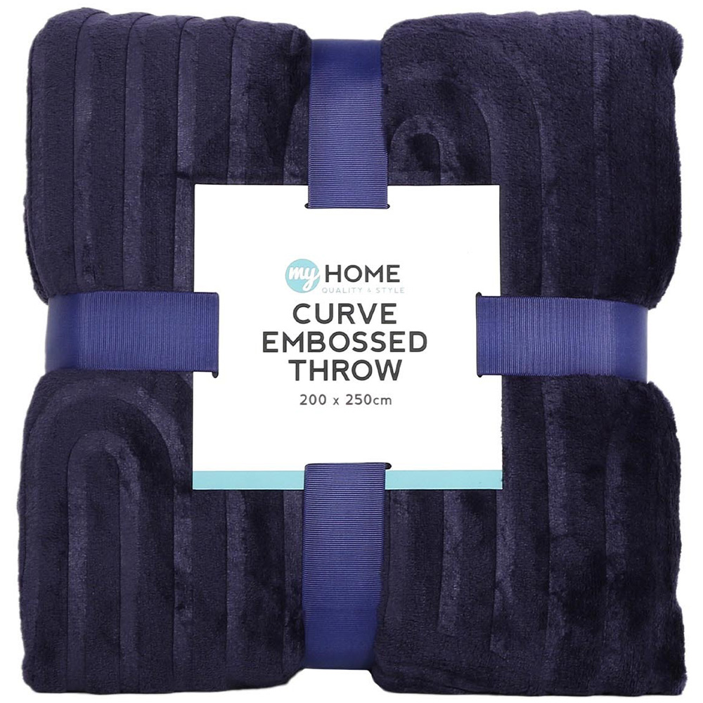 My Home Navy Curve Embossed Throw Image
