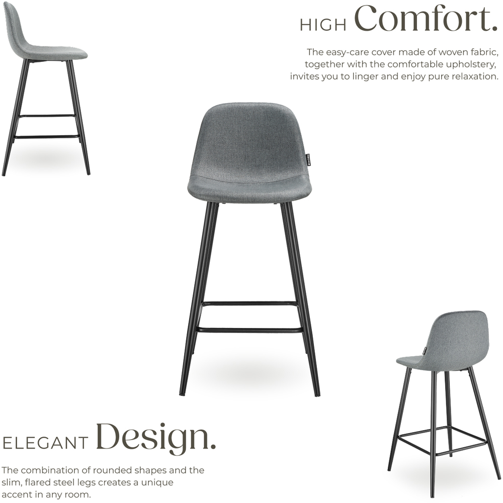 tectake Willow Woven Cover Bar Stool with Backrest Set of 2 Image 3