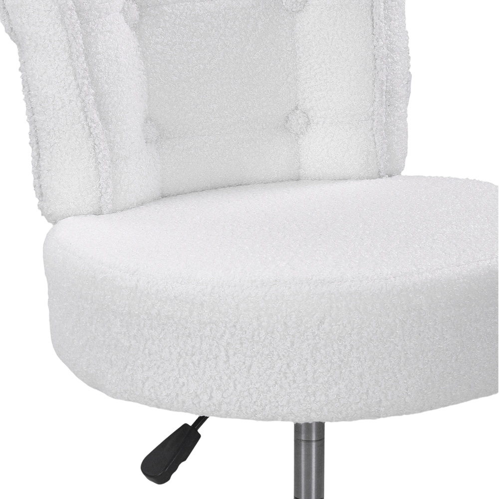 Living and Home White Teddy Fleece Button Tufted Vanity Chair with Castors Image 4
