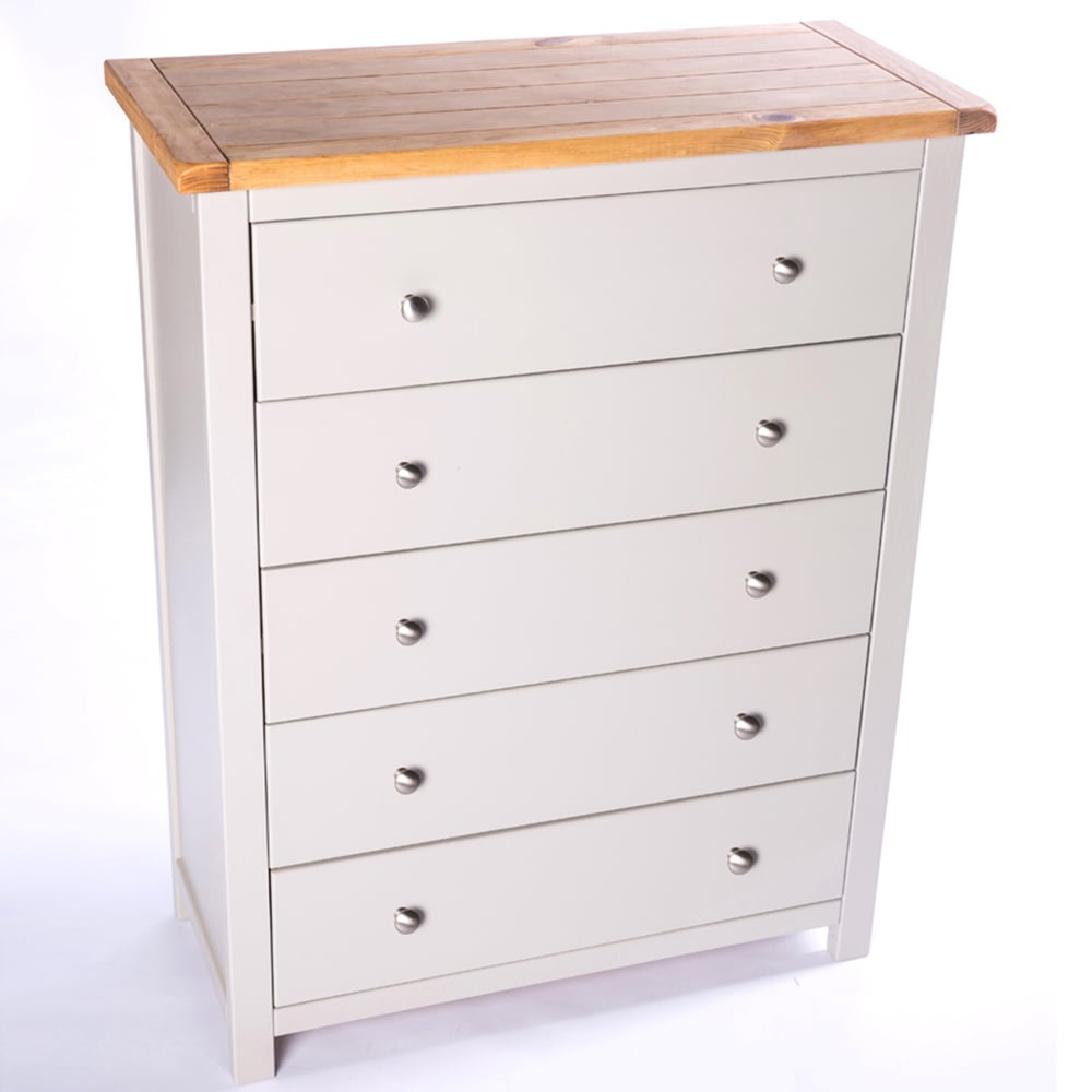 Cabinet Bits Argenta 5 Drawer Grey Chrome Knob Chest of Drawers Image 4