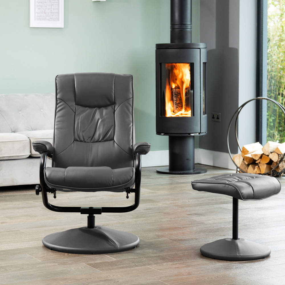 Artemis Home Gibson Grey Swivel Recliner Chair with Footstool Image 3