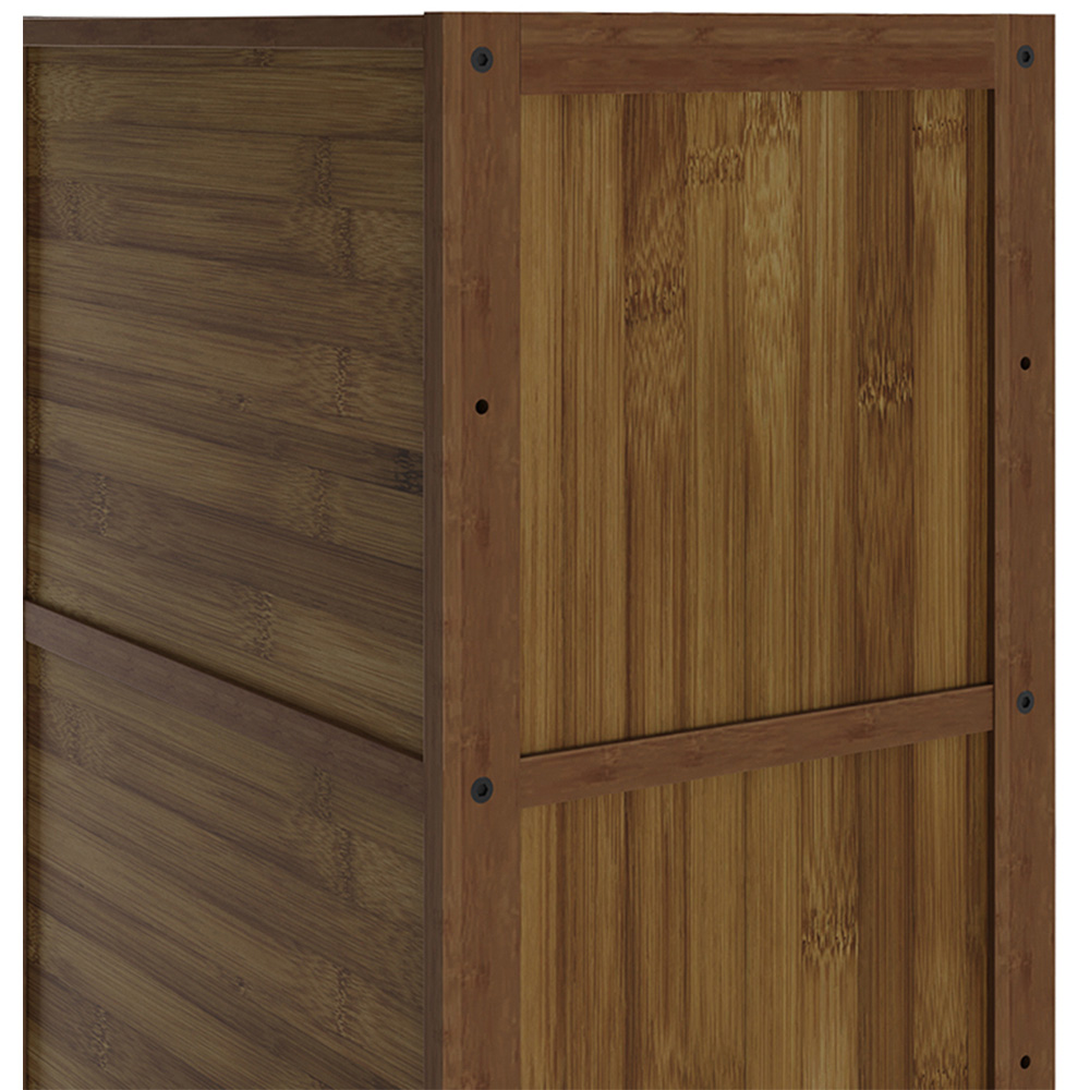 Living and Home 2 Door Natural Wooden Rattan Bedside Table Image 6
