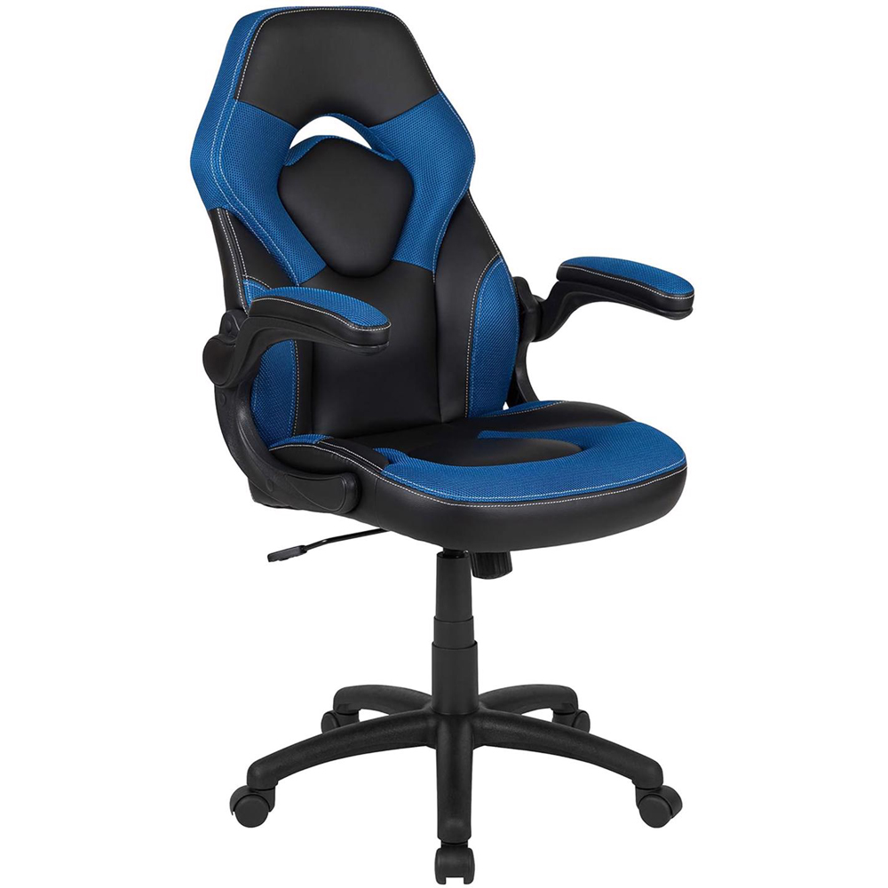 FWStyle X10 Black and Blue Faux Leather Racer Style Gaming Chair Image 2