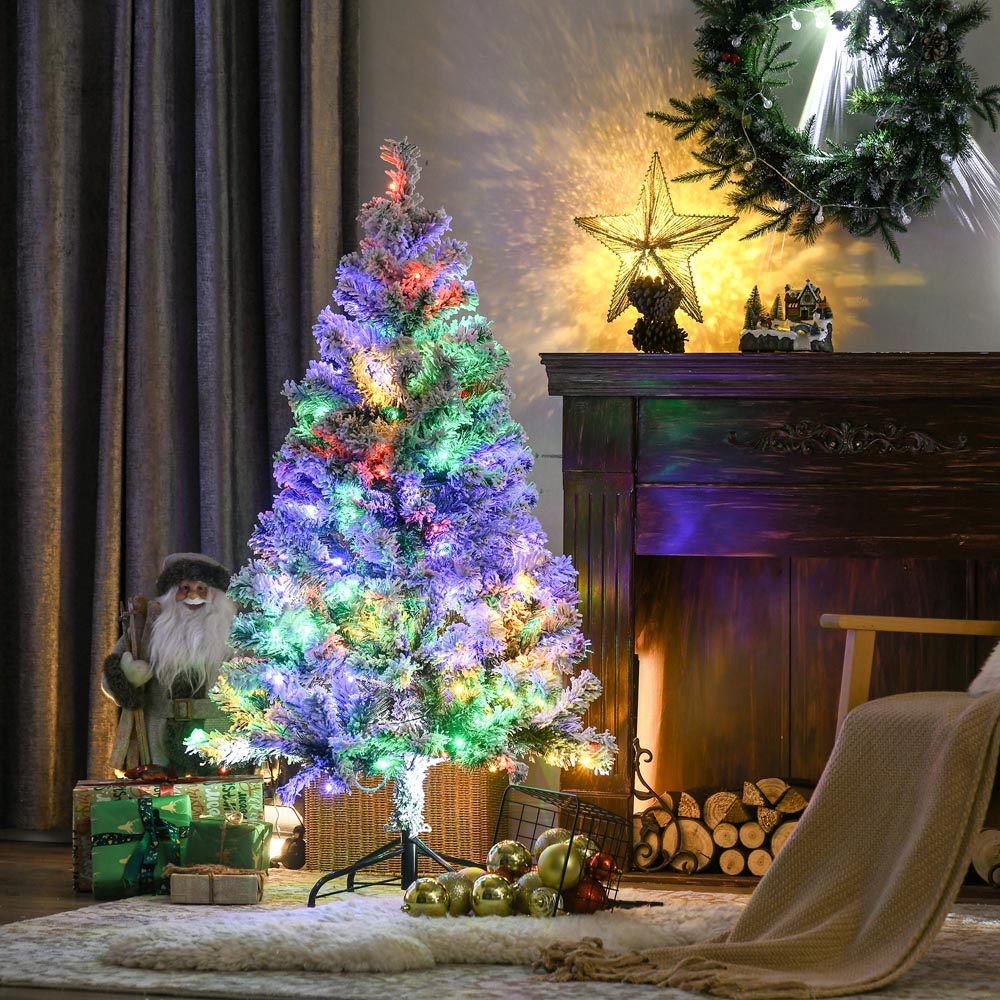 Everglow Colourful LED Pre-Lit Frosted Green Artificial Christmas Tree 4.5ft Image 2