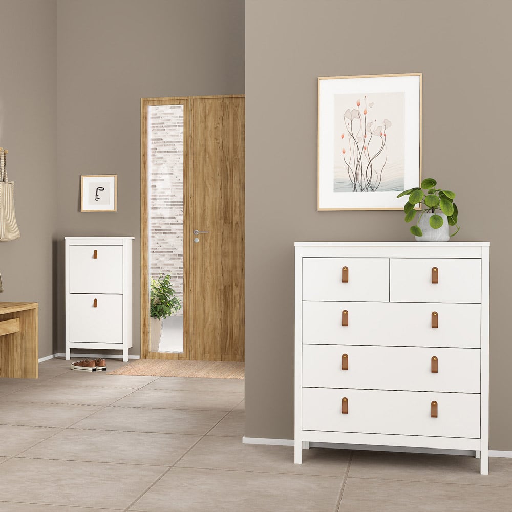 Florence Barcelona 5 Drawer White Chest of Drawers Image 5