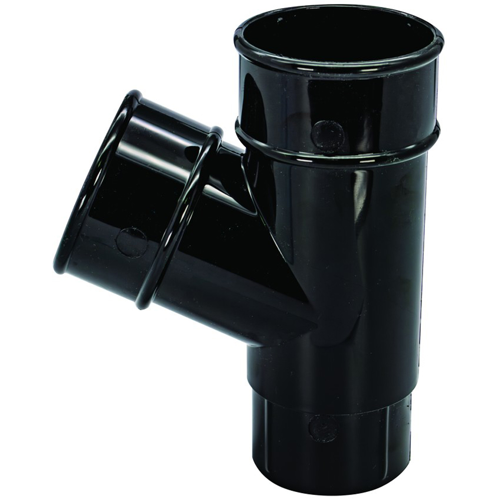 FloPlast Round 112 Degree Downpipe Branch Black 68mm Image 4