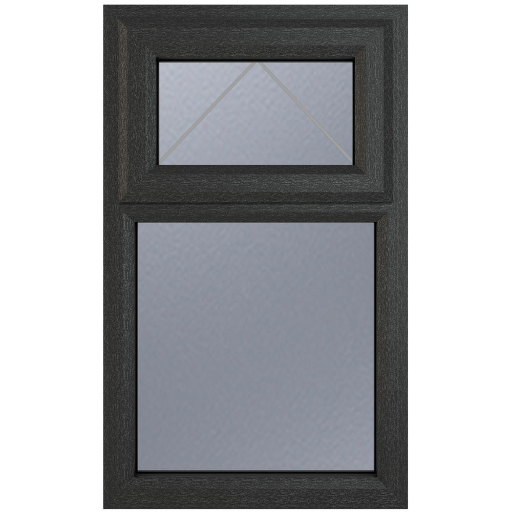 Crystal uPVC Triple Glazed Window Top Hung Over Fixed Light Grey White Obscure Glass 610x1040mm Image 2