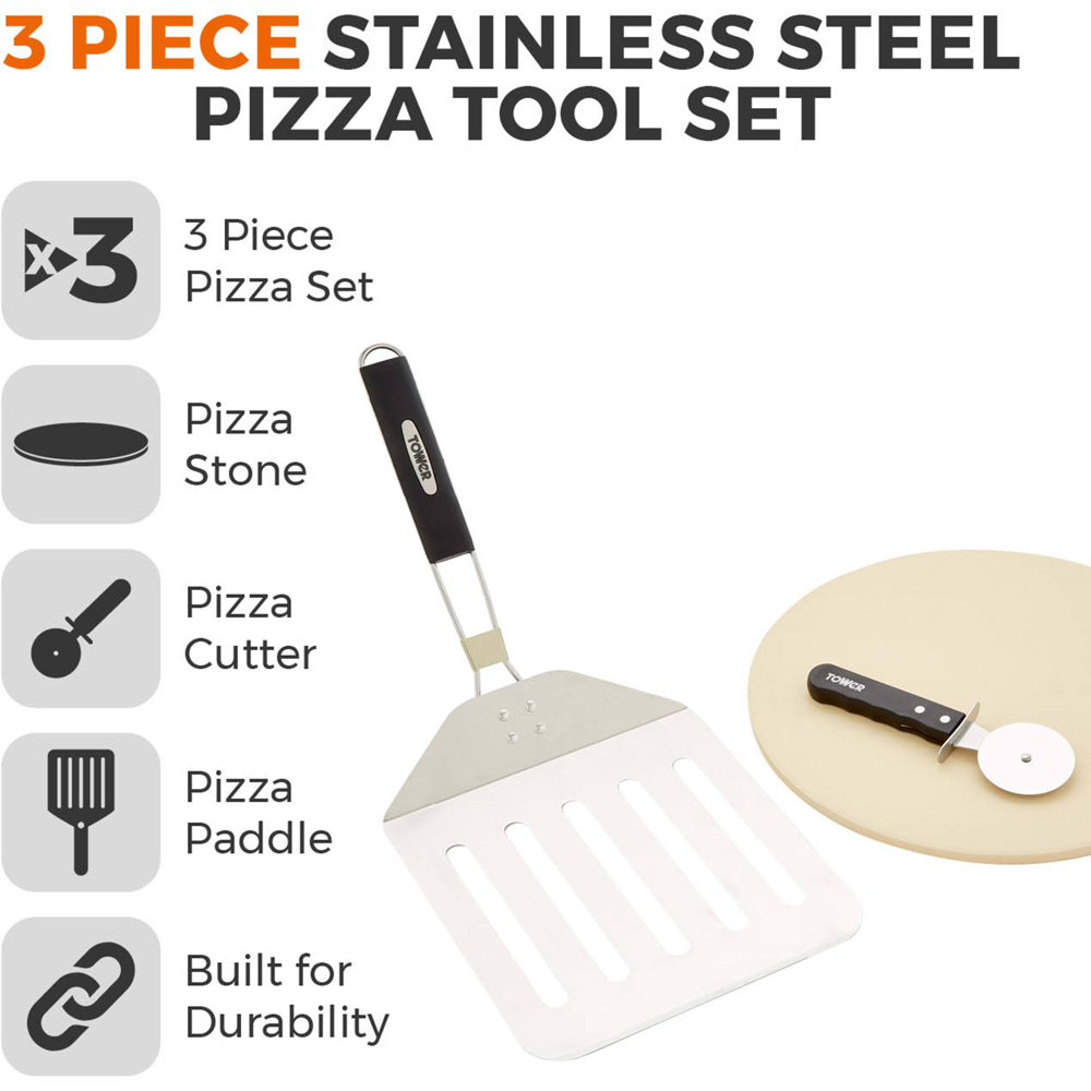 Tower 3 Piece Stainless Steel Pizza Tool Set Image 8