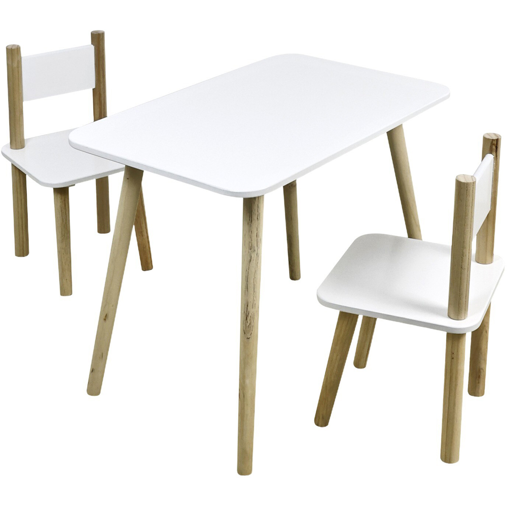 Kids Wood Table and Chair Set White Image 2