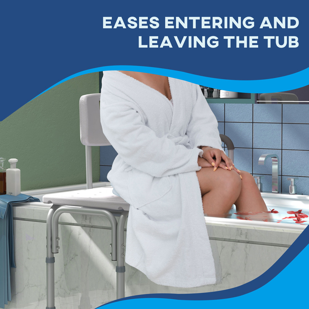 HOMCOM Height Adjustable Shower Chair with Suction Cup Feet Armrest and Backrest Image 6