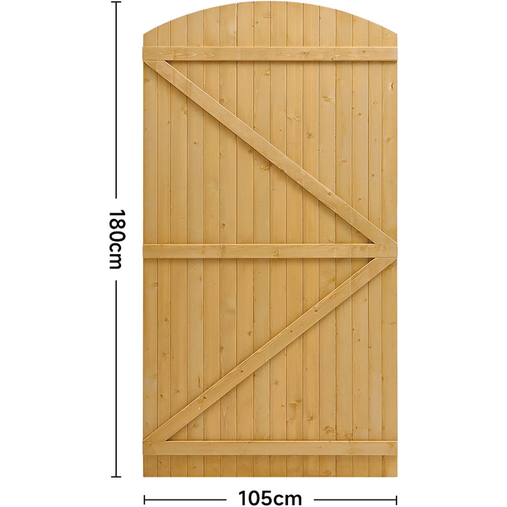 Living and Home 3.4 x 5.9ft Semi Braced Arched Top Wooden Garden Gate Image 4