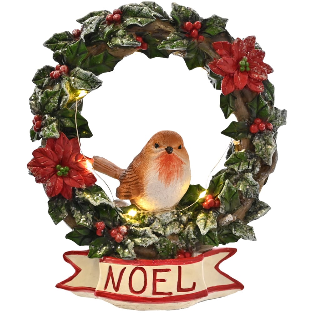 The Seasonal Gift Co. Robin Wreath Christmas Figurine Image 2