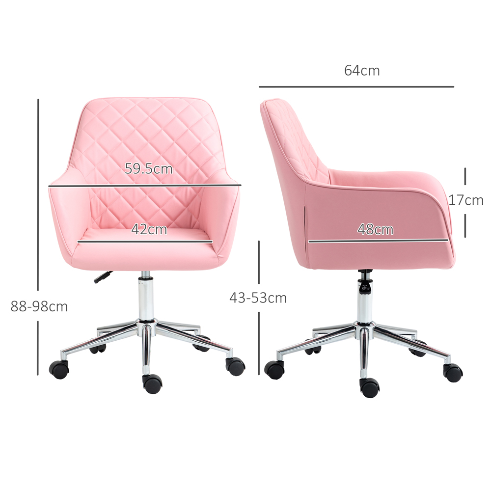 Portland Pink Leather-Feel Fabric Swivel Office Chair with Armrests Image 9