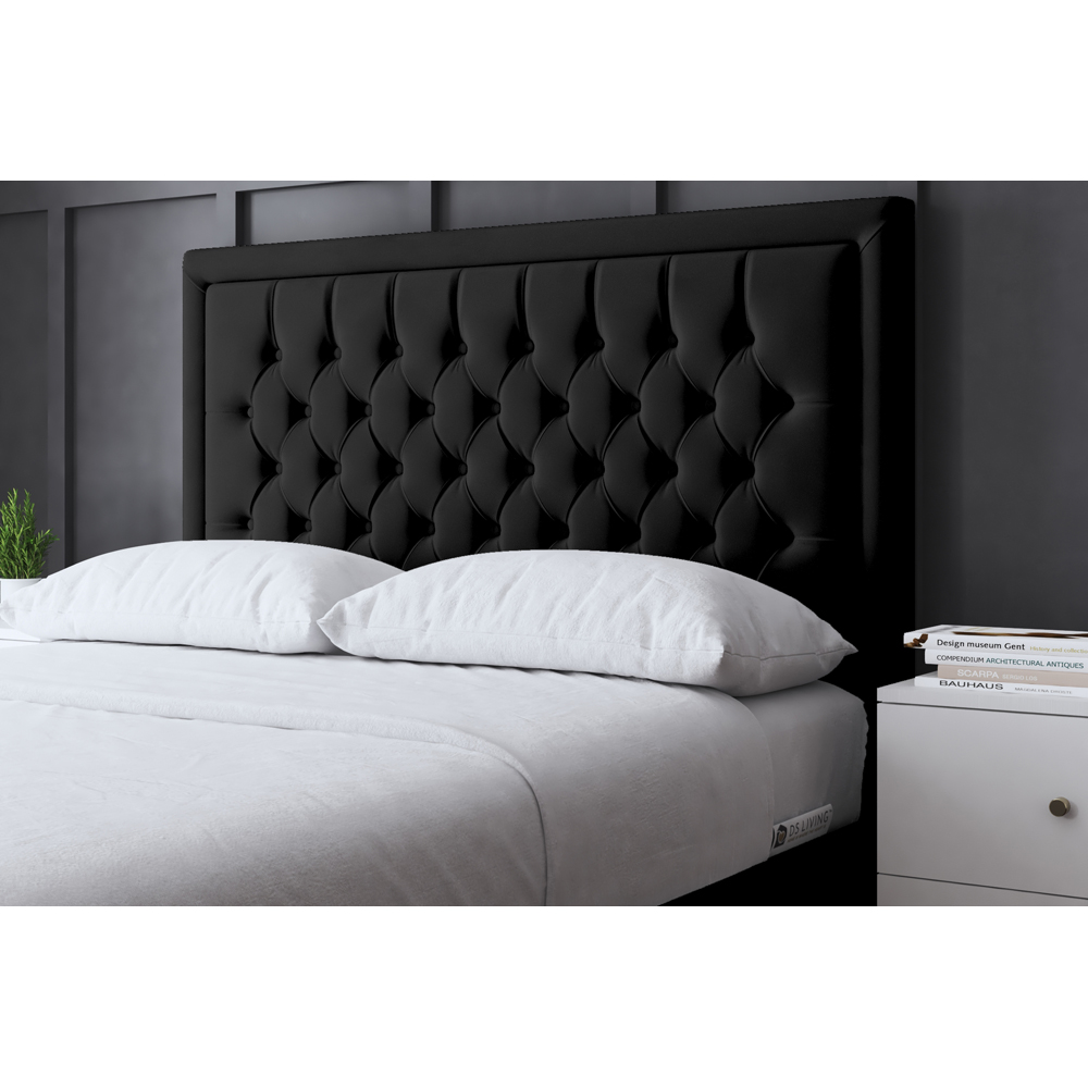DS Living Allegra King Size Black Upholstered Ottoman Bed with Headboard Image 3