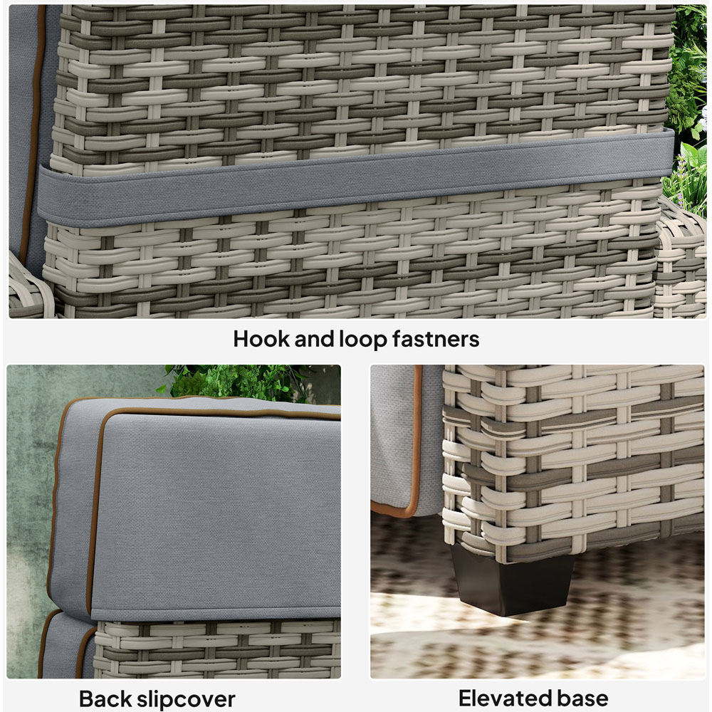 Outsunny Mixed Grey Rattan Garden Recliner Sun Lounger with Flip Table Image 8