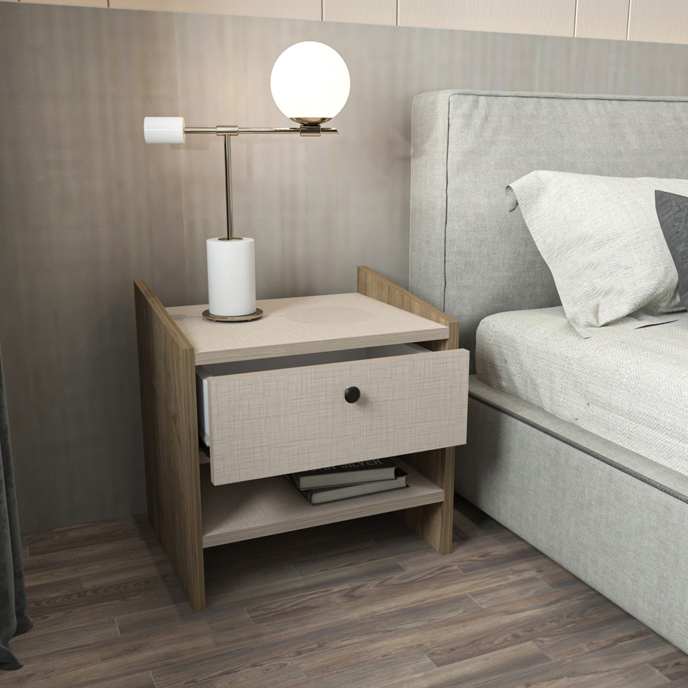Decorotika Berlin Single Drawer Single Shelf Cottonbeige Bedside Table Image 6