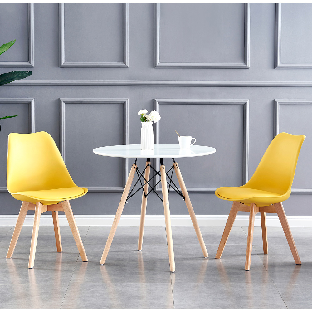 Eva Set of 2 Yellow Padded Dining Chairs Image 8