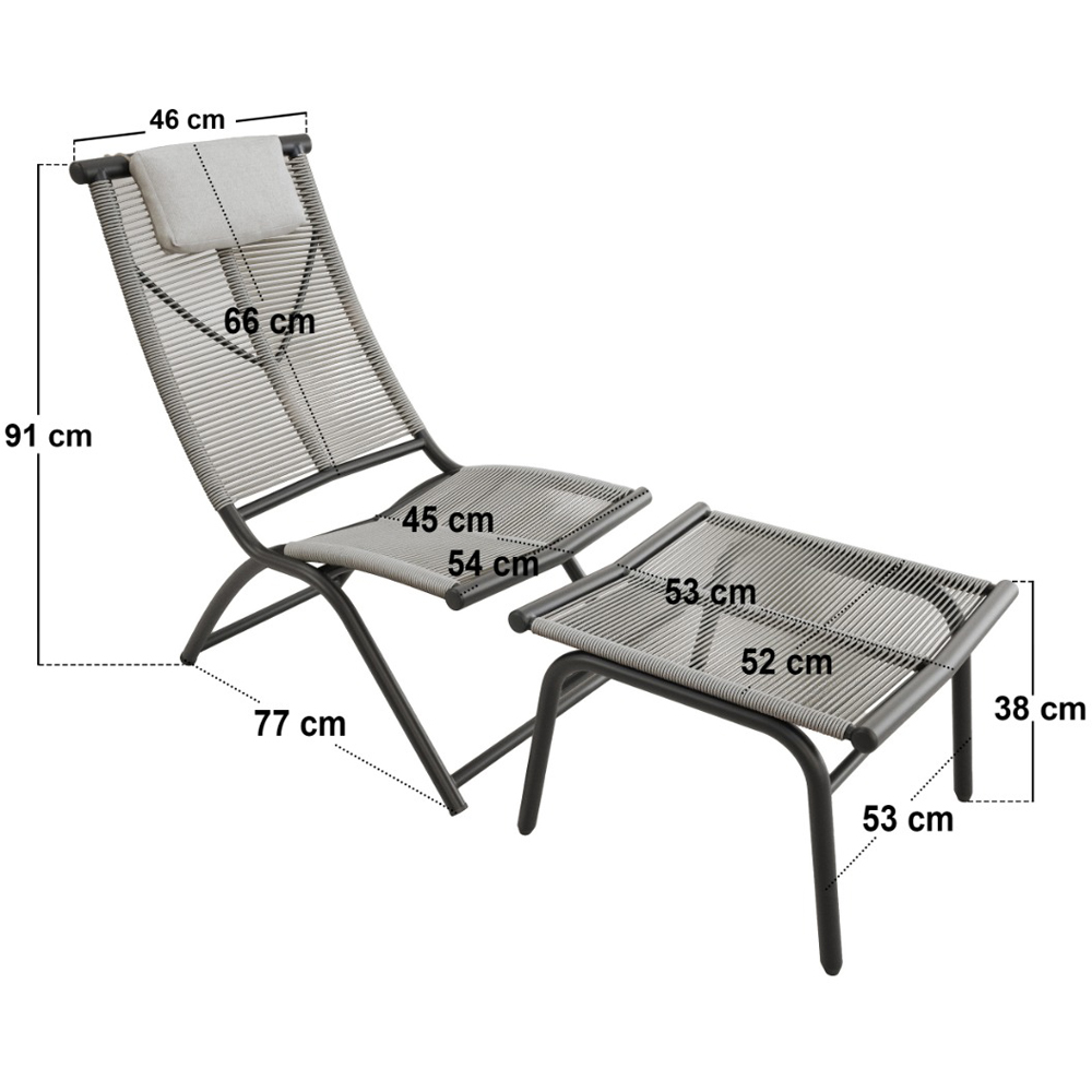 SOLACE+CO Esen Set of 2 Brown Garden Lounge Chairs with Footstool Image 5