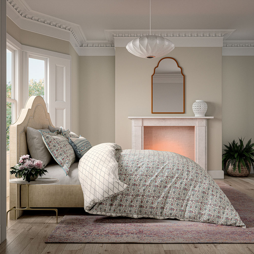 V&A Indian Lattice Super King Size Red and Teal Duvet Set Image 5