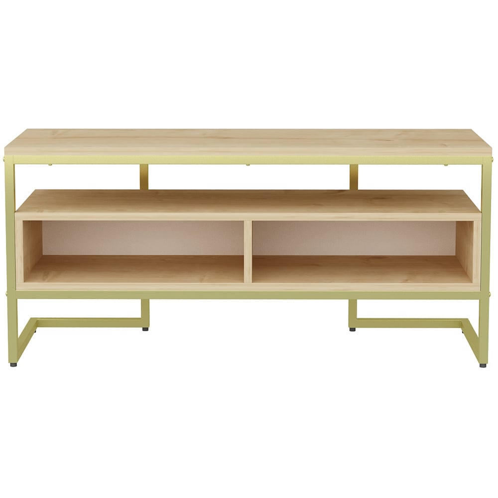 Decorotika Merrion 3 Shelf Gold and Oak TV Unit Image 3
