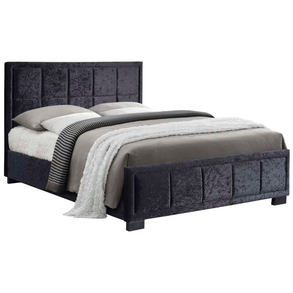Hannover King Size Black Velour Bed Frame Image 2