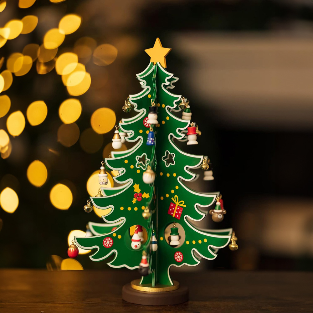 Marco Paul Wooden Christmas Tree Standing Decoration Image 3
