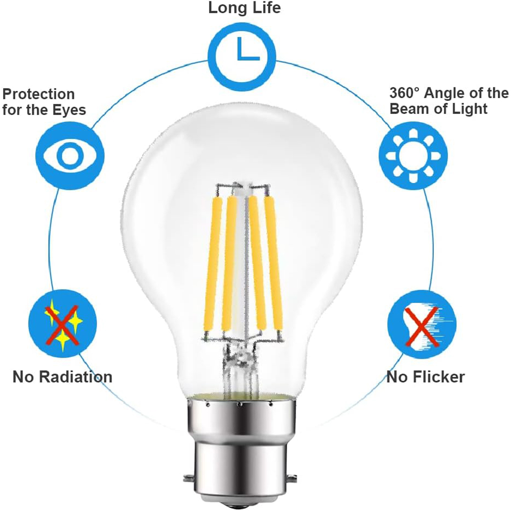 ExtraStar 2 Pack B22 Filament 950 Lumens Light Bulb Image 3
