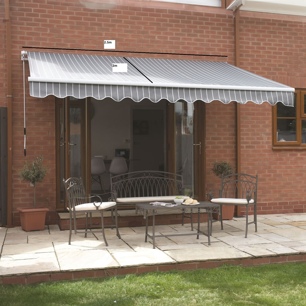 Greenhurst Berkeley Grey and White Stripe Easy fit Awning 2.5m Image 4