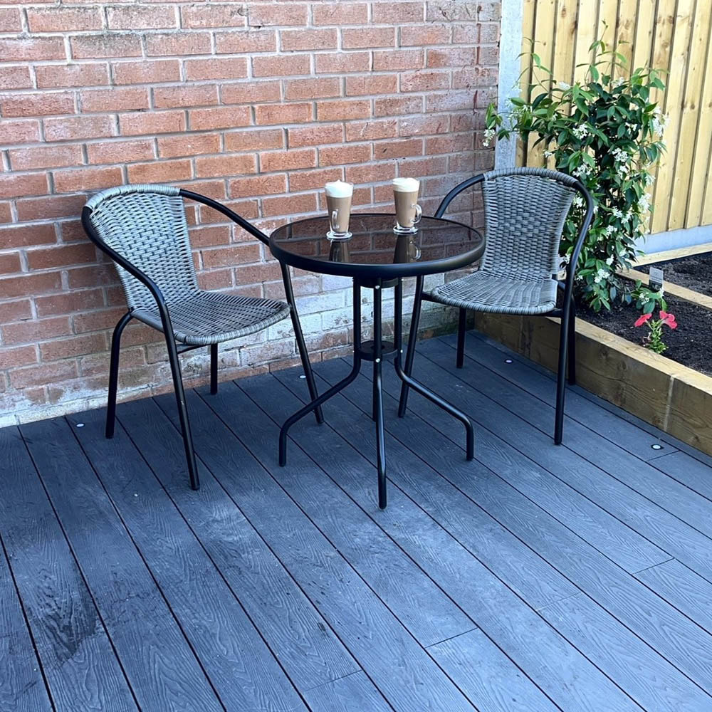 Outdoor Living The Bolero 2 Seater Modern Rattan Bistro Set Grey Image 4