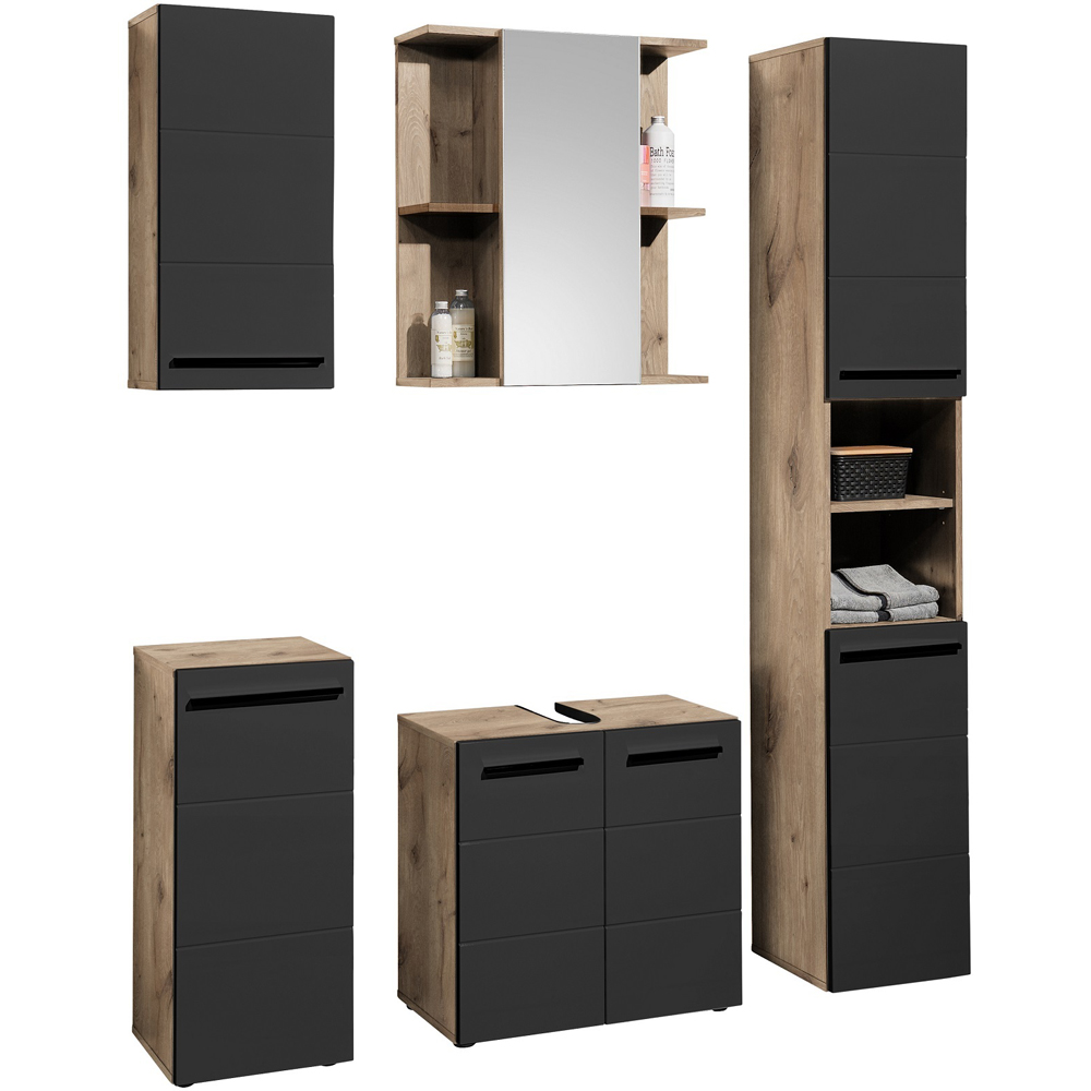 Julian Bowen Vista 2 Door Black and Viking Oak Tall Cabinet Image 5