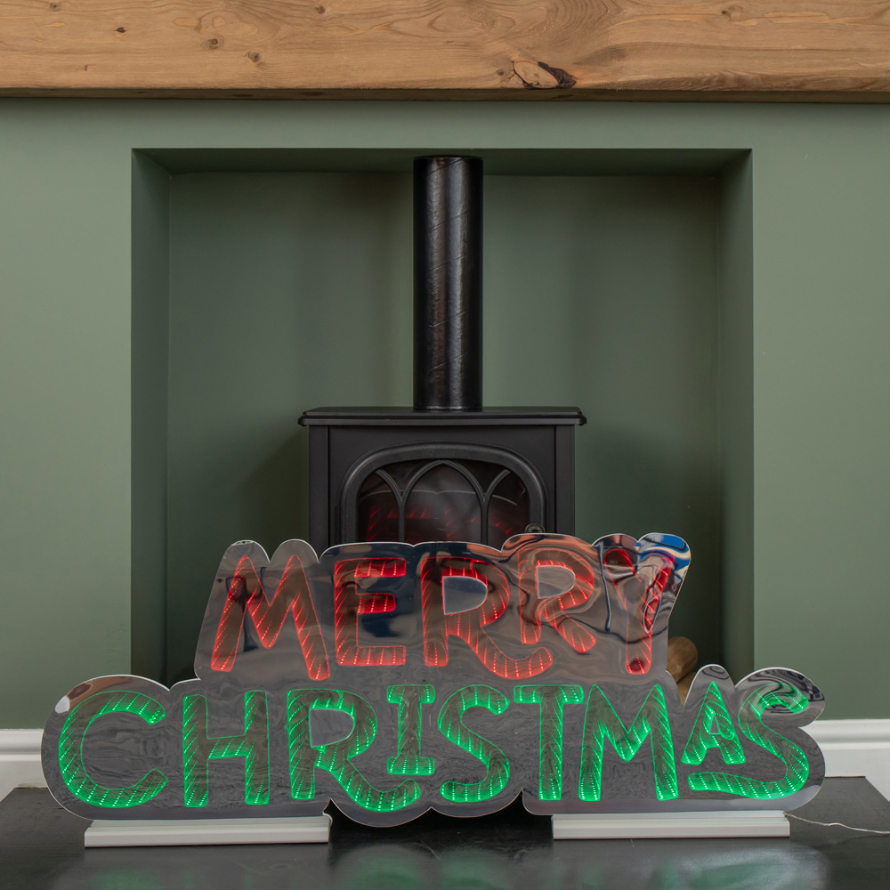 Samuel Alexander Red and Green LED Light Up Merry Christmas Infinity Light Decoration 100cm Image 3