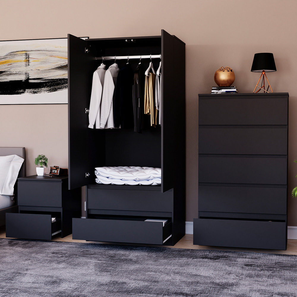 Vida Designs Denver Black 3 Piece Bedroom Furniture Set Image 5