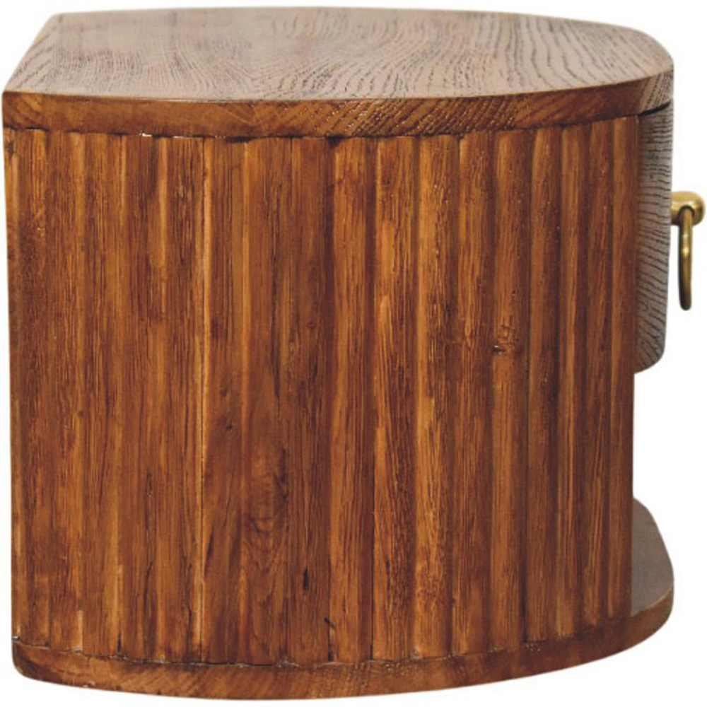 Artisan Furniture Tiger Oak Single Drawer Single Shelf Solid Wood Oval Wall-Mounted Nightstand Image 5