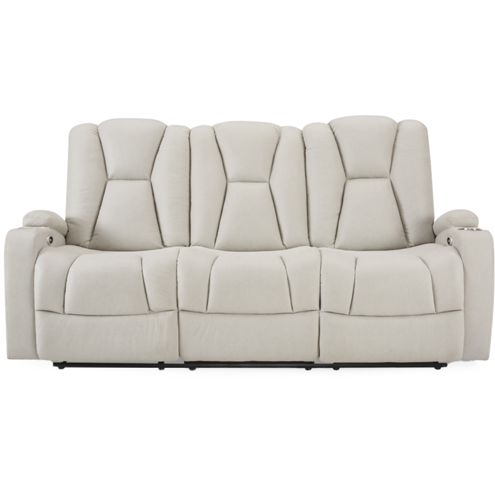 Home Detail Hannah 3 Seater Light Grey Air Leather Electric Recliner Sofa Image 3