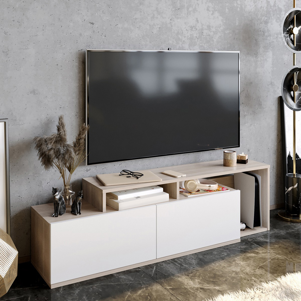 Decorotika Nexera 2 Door Cordoba and White Wide TV Stand Image 4