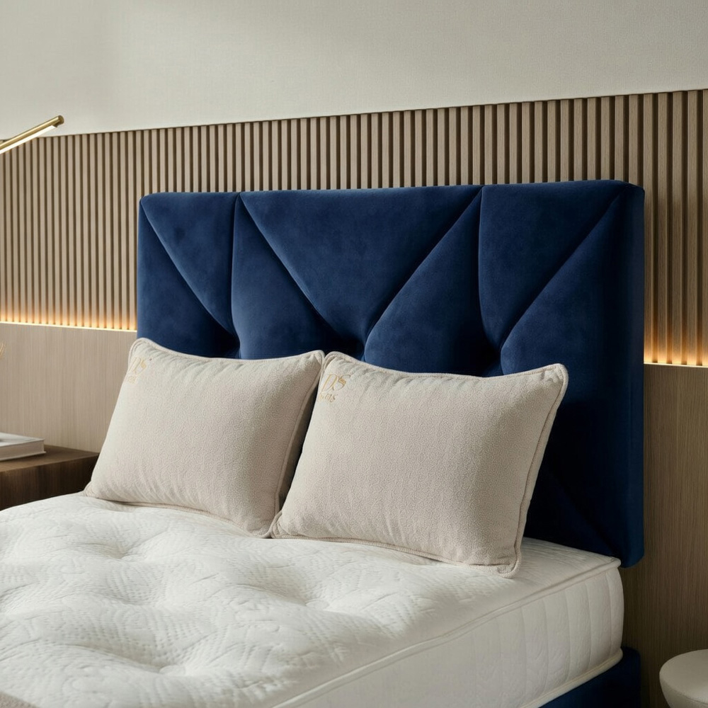 DS Living Eclipse King Size Dark Blue Plush Velvet Ottoman Bed Image 3