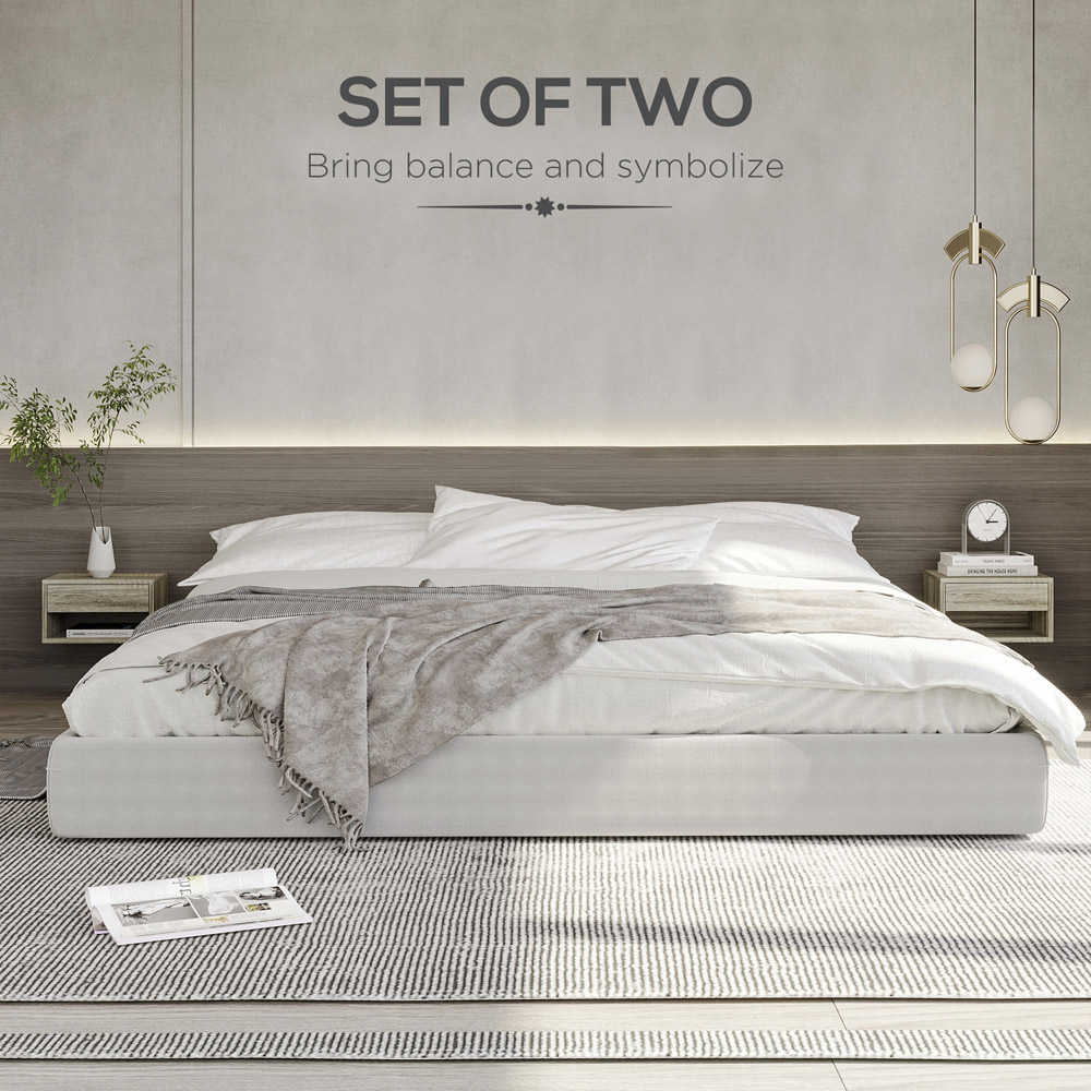 Portland Single Drawer Brown Floating Bedside Table Set of 2 Image 6