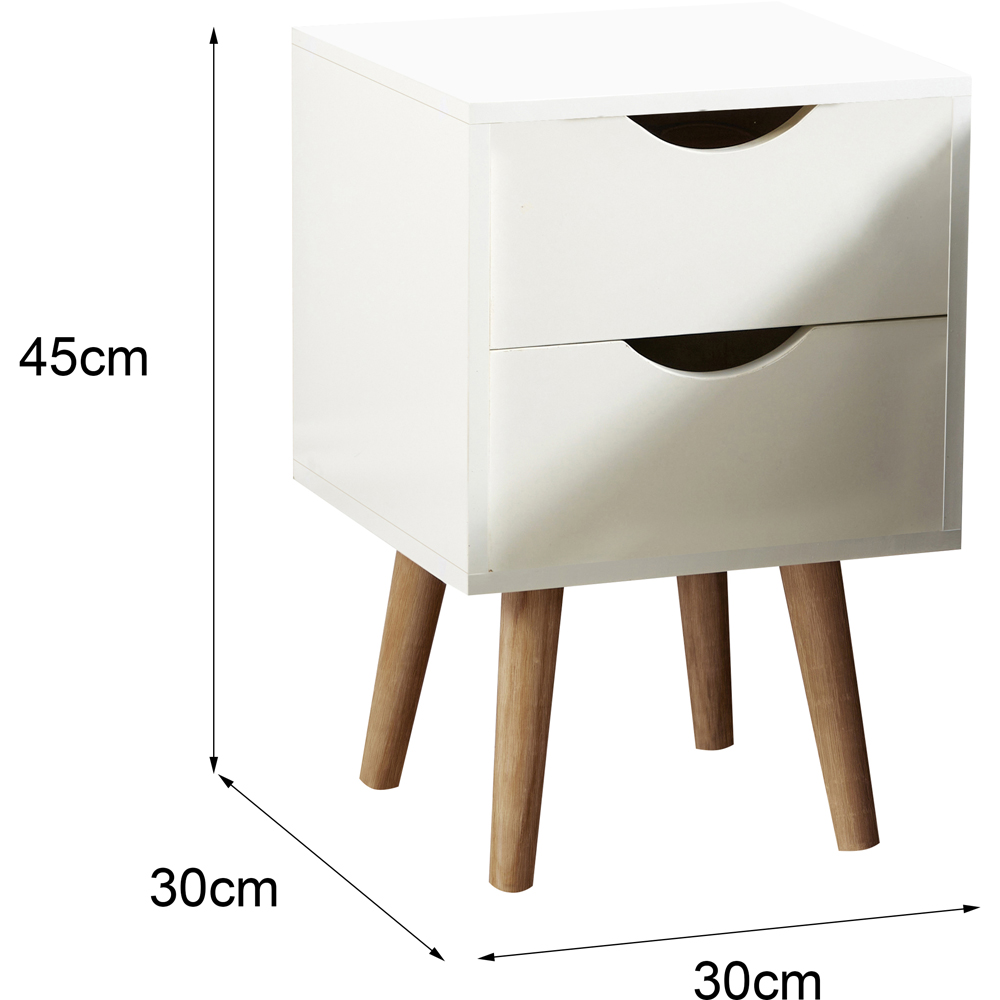 Home Source Boden 2 Drawer White Bedside Table Image 7