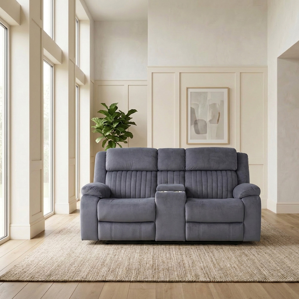 Haddon 2 Seater Dark Grey Manual Recliner Sofa Image 4